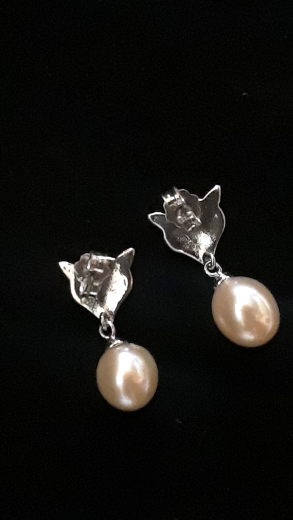 Genuine Pearl Earrings With .925 Silver Post Design-pearl drop earrings - Image 5