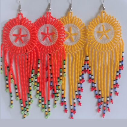 Handmade African Cascade Bead earrings Female- Casual- Elegant- Ethnic- Baroque Fabric Plastic - Image 4