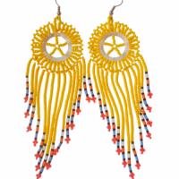 handmade African beaded cascade earrings-Handmade African beaded earrings- Yellow cascade dangle earrings-