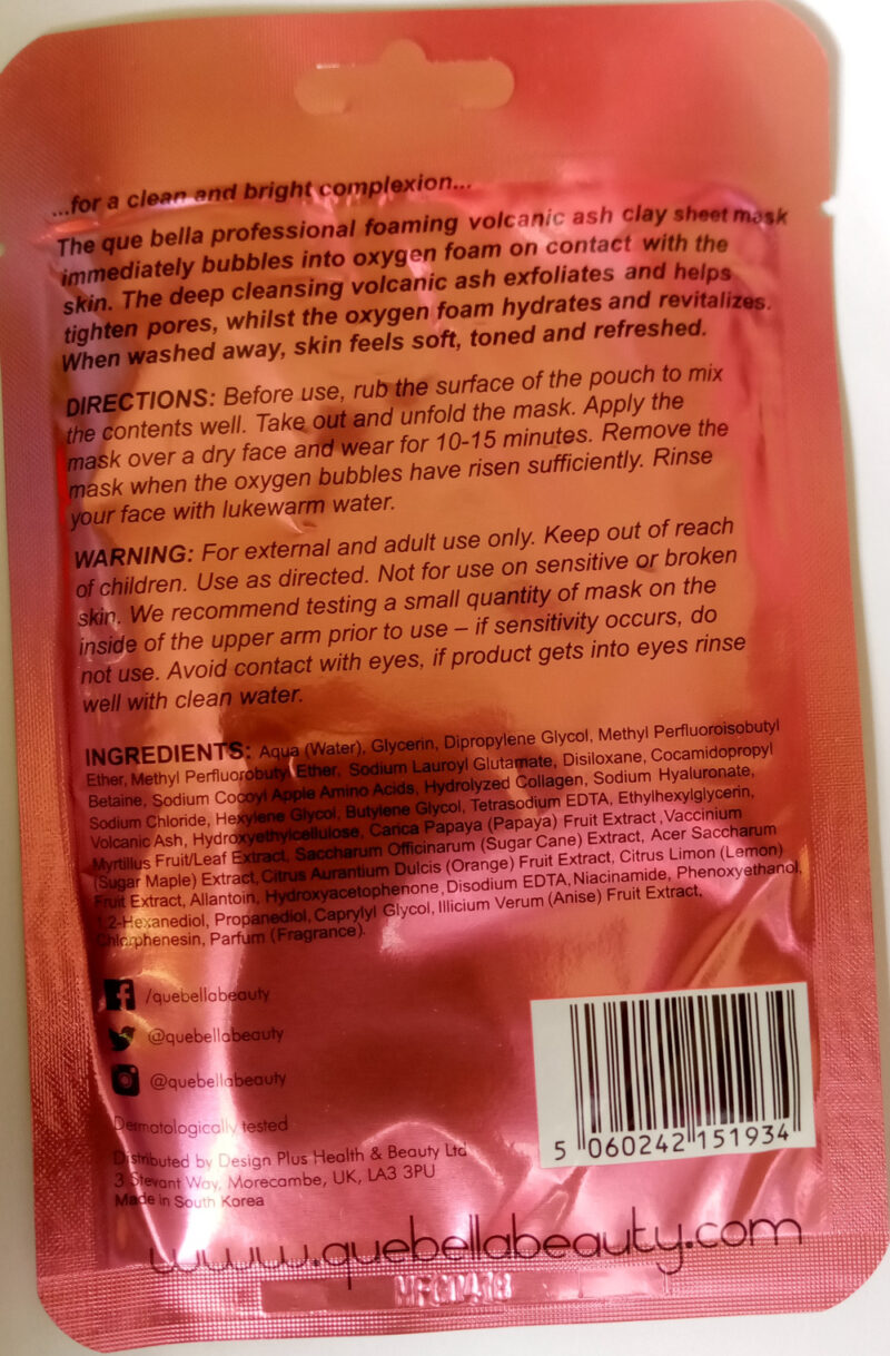 Exfoliating volcanic ash sheet mask in packaging