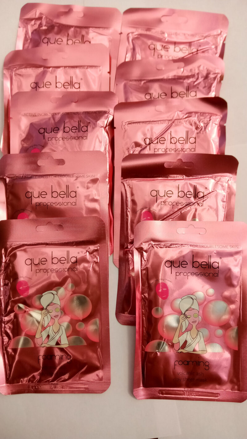 Que Bella Volcanic Ash Sheet Mask on model