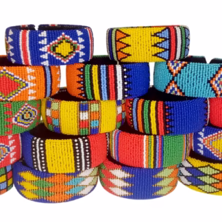 handmade south african beaded open cuff bracelet zulu tribal design