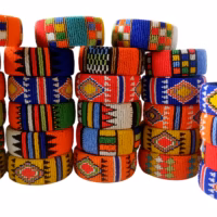 handmade south african beaded open cuff bracelet zulu tribal design