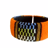 Handmade beaded African Open cuff bracelet Geometric bead bracelet