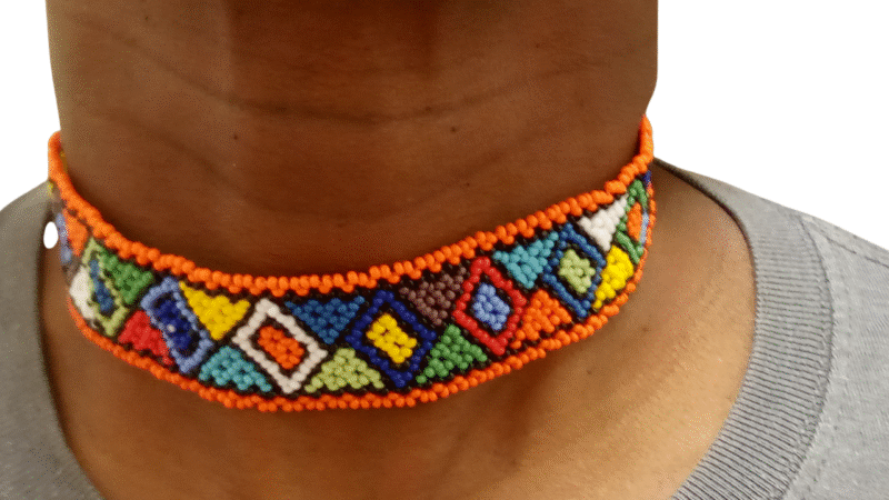handmade African bead choker-orange