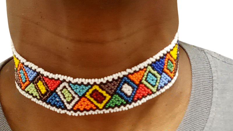handmade African bead choker- white