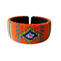 handmade south african beaded open cuff bracelet zulu tribal design