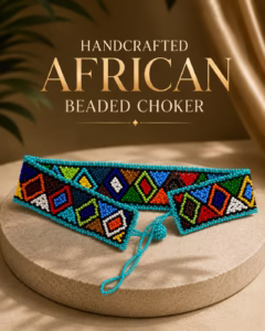 Handcrafted African Beaded Choker Necklace | Colorful Geometric Statement Jewelry for Women