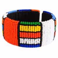 South African beaded open cuff bracelet zulu tribal design- African Fashion