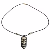 handmade african bone necklace tribal mask pendant ethnic jewelry