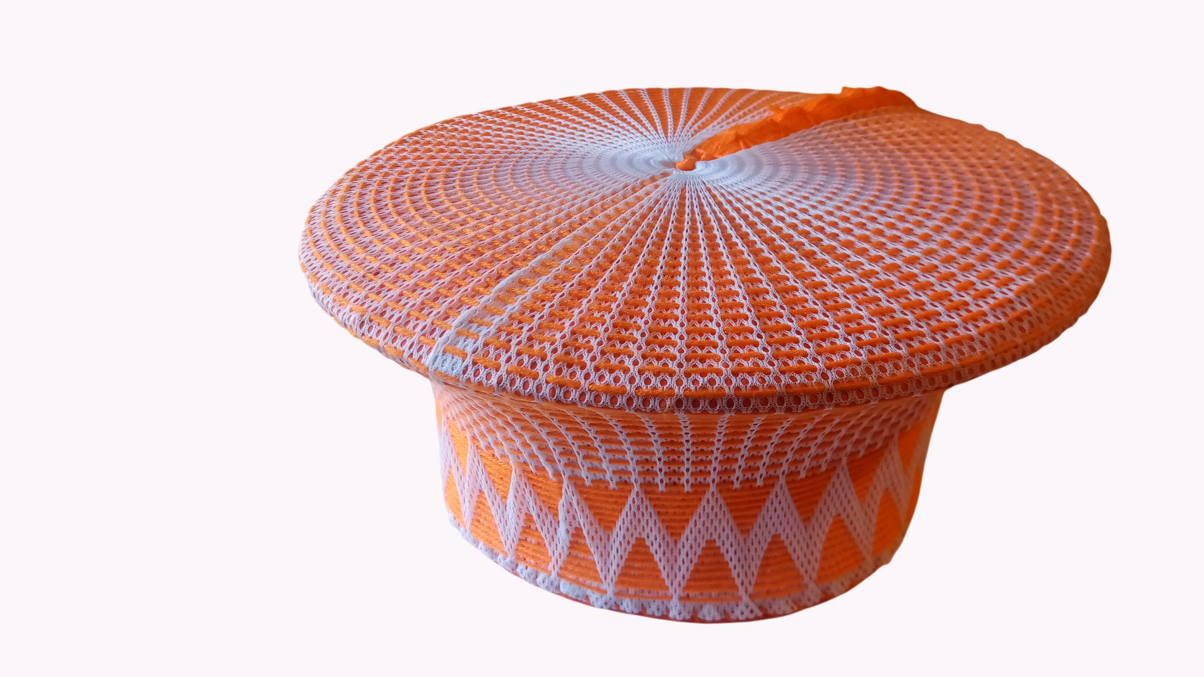 Handmade Zulu Hat - Orange Handmade Orange Zulu Hat view 45 deg angle
