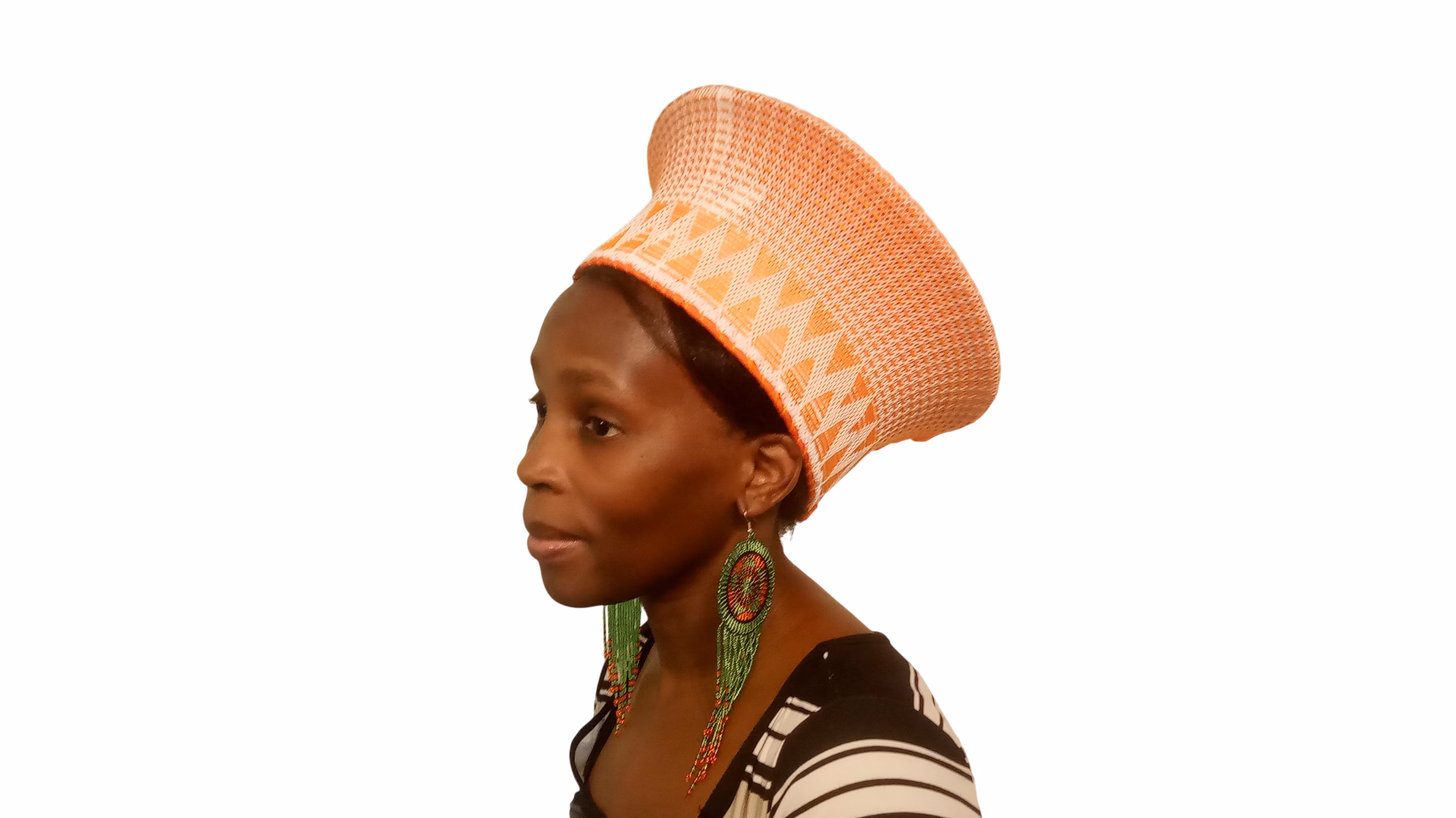 Handmade Zulu Hat - Orange Handmade Zulu Hat- Isicholo hat life style