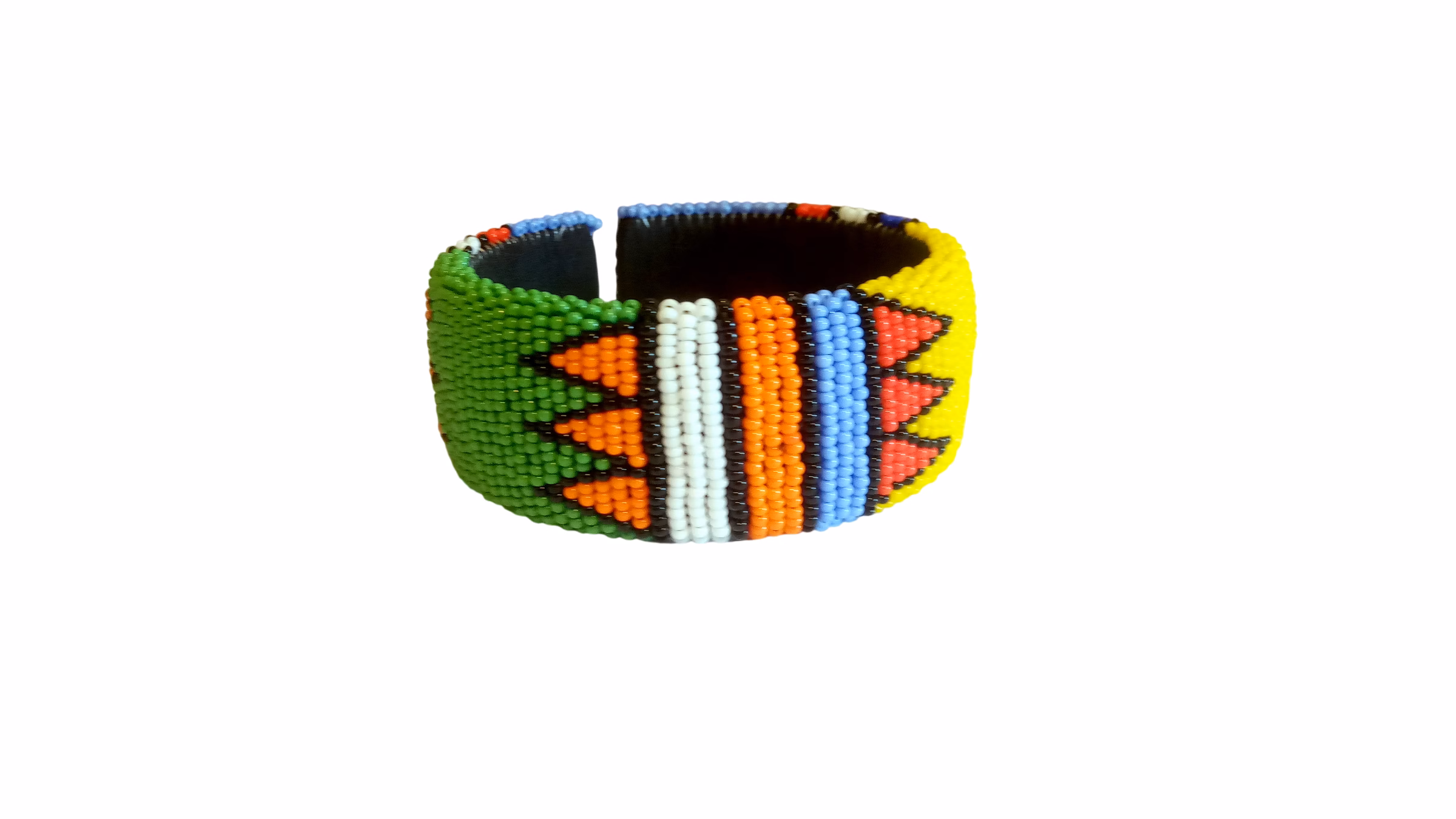 Handmade African Beaded Open Cuff bracelet