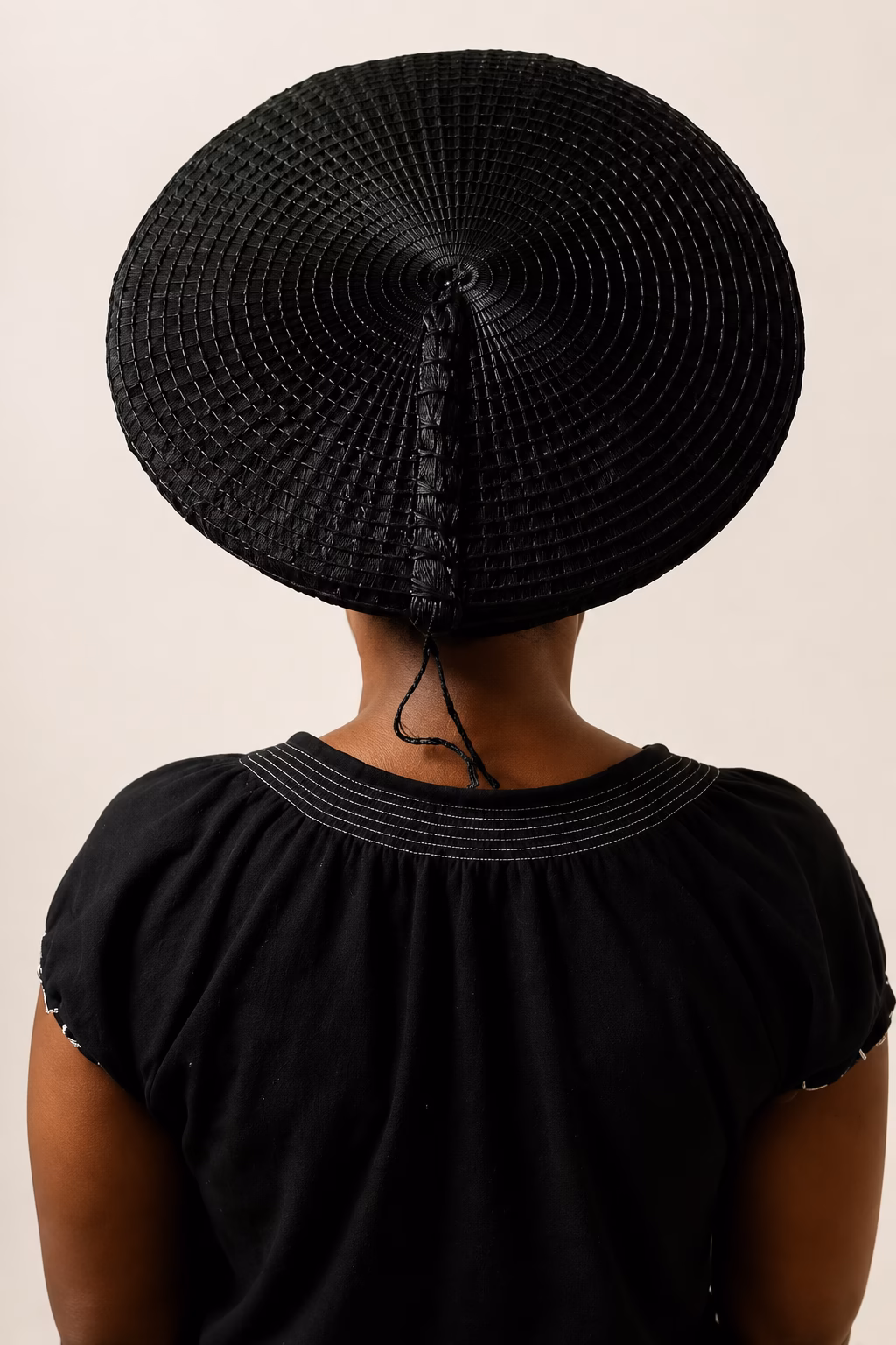 Handmade Black Zulu Hat rear view