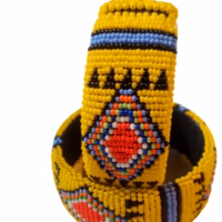 Handmade African beaded open cuff bracelet